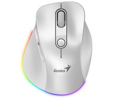GENIUS Ergo 9000S Pro bílá / optická / 2400 dpi / bezdrátová / 6 tlačítek / RGB