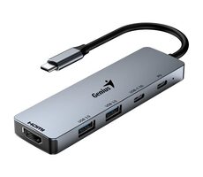 GENIUS hub UH-500 šedá / Dokovací stanice / USB-C na HDMI / 2x USB3.0 / USB-C / 100W PD