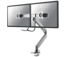Neomounts NM-D775DXSILVER stříbrná / stolní držák na dva monitory / 10-32" / otočný / VESA 75x75 - 100x100 / nosnost 16 