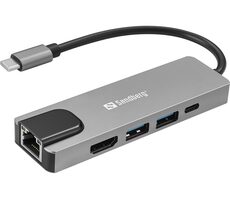 Sandberg USB-C 5in1 Travel Dock Saver černá / dokovací stanice / HDMI & USB & Ethernet (100 W)