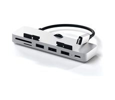 Satechi USB-C Clamp Pro Hub stříbrná / 3x USB-A / USB-C / MicroSD / SD