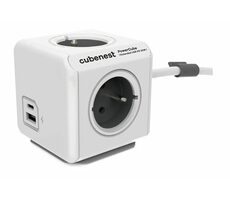 Cubenest PowerCube Extended USB PD 20W USB A+C 1.5m kabel - šedá / 4x zásuvka + USB-A+C