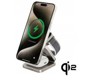 Cubenest Qi2 3in1 Magnetic Wireless charger SQ312 Fold Pro titanová / 3v1 Qi2 Skládací bezdrátová magnetická nabíječka