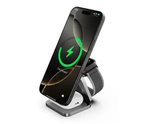 Cubenest Qi2.2 3in1 Magnetic Wireless charger SQ312 Ultra šedá / 3v1 Qi2.2 Skládací bezdrátová magnetická nabíječka
