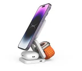 Cubenest Qi2 3in1 Magnetic Wireless charger EQ310 Fold bílá / 3v1 Qi2 Skládací bezdrátová magnetická nabíječka