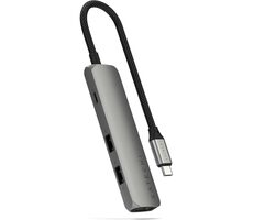 Satechi 4in1 USB-C Slim Multiport šedá / adaptér / USB-C / HDMI / 2x USB-A / PD 100 W