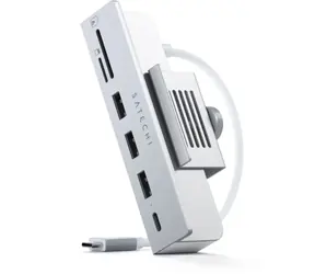 Satechi USB-C Clamp Hub stříbrná / Hub pro Apple iMac 24" 2021/2023 / USB-C / 3x USB-A / microSD / SD