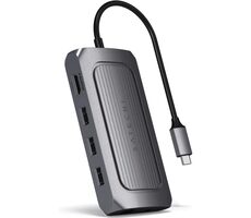 Satechi USB-4 Multiport šedá / adaptér / USB-C / 3x USB-A / 8K HDMI / RJ45 / microSD / SD / 3.5mm jack / PD 100 W