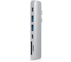 Satechi USB-C Pro Hub stříbrná / 2x USB-C / 2x USB-A / HDMI / microSD / SD / PD