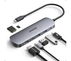Anker Nano Dokovací stanice 7v1 / 100W / 2xUSB-C, 2xUSB, 1xHDMI, SD/microSD slot / šedá