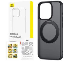 Baseus P60161006101-04 černé pouzdro se stojánkem SkyRing 360° pro Apple iPhone 15 + tvrzené sklo 