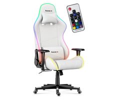 Huzaro Force 6.2 RGB bílá / Herní židle / nastavitelná / nosnost až 140 kg / látka & síťovina