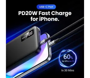 UGREEN Powerbanka PB311 černá / 10000mAh / 20W / USB + USB-C