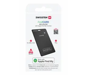 SWISSTEN FindCard Chytrý lokátor s funkcí Apple Find My černá / BLE