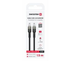 SWISSTEN USB 4.0 datový/video kabel 240W 1.5m černá / 8K@60Hz / 2x USB-C (4.0)