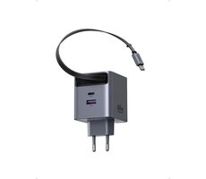 Ugreen 65825 GaN Rychlonabíječka se zatahovacím kabelem 70 cm / 65W / USB-C / USB-A