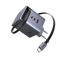Ugreen 65828 GaN Rychlonabíječka se zatahovacím kabelem / 100W / 2x USB-C / USB-A