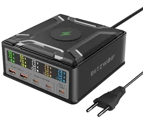 Blitzwolf BW-S28 dokovací stanice 260W černá / 2xUSB-A / 3xUSB-C / bezdrátové nabíjení