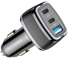 BlitzWolf BW-BC4 115W nabíječka do auta černá / 2x USB-C / 1x USB-A