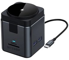 Blitzwolf BW-TH17 9v1 Dokovací stanice černá / 3xUSB-A / 2xUSB-C / bezdrátové nabíjení / 1x HDMI / 1x RJ45 / SD + TF 