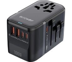 Blitzwolf BW-TA2 Cestovní adaptér 5 v 1 černá / 2x USB-A / 3x USB-C