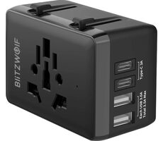 Blitzwolf BW-TA1 Cestovní adaptér 4 v 1 černá / 2x USB-A / 2x USB-C