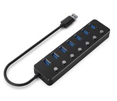 Gembird UHB-U3P7P-01 / USB 3.1 hub s vypínači / 7 portů / až 5Gb/s