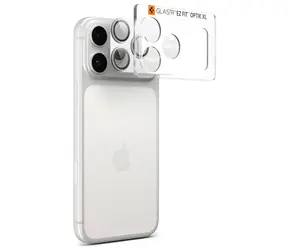 Spigen Glass tR EZ Fit Optik Pro XL sklo na fotoaparát pro Apple iPhone 17 Pro Max stříbrná