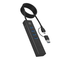 Icy Box IB-HUB1737-C3 černá / USB hub / 4x USB-A 3.2 Gen1 / 3x USB-C 3.2 Gen1 