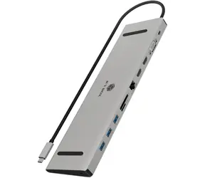 Icy Box IB-DK2106a-CPD stříbrná / dokovací stanice / PD 100W / 3x USB-A 3.2 / 1x USB-C 3.2 / 1x RJ-45 / 1x VGA / 2x HDMi