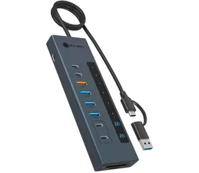 Icy Box IB-HUB1742CR-C2PD modrá / dokovací stanice / 3x USB-A 3.2 Gen1 / 1x USB-A 3.2 Gen2 / 5x USB-C 3.2 Gen2 