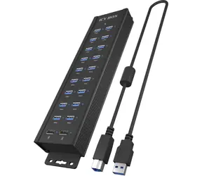 Icy Box IB-HUB 1720-U3 černá / USB Hub / 18x USB-A 3.2 Gen1 / 2x 15W
