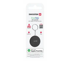 Rozbaleno - SWISSTEN FindTag Chytrý lokátor s funkcí Apple Find My černá / BLE / rozbaleno