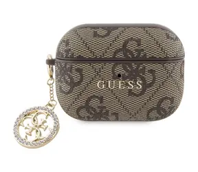 Guess 4G Script PC/PU Charm Pouzdro pro AirPods Pro 2 Brown