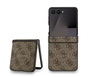 Guess PU Leather 4G Colored Ring Magnetic Zadní Kryt pro Samsung Galaxy Z Flip 7 Brown