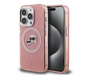 Karl Lagerfeld IML K&CH Heads Repeated Logo MagSafe Zadní Kryt pro iPhone 15 Pro Max Pink