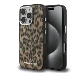 Karl Lagerfeld IML Leopard MagSafe Zadní Kryt pro iPhone 16 Pro Brown