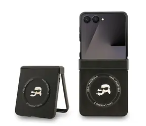 Karl Lagerfeld PU Karl and Choupette Heads Magnetic Zadní Kryt pro Samsung Galaxy Z Flip 7 Black