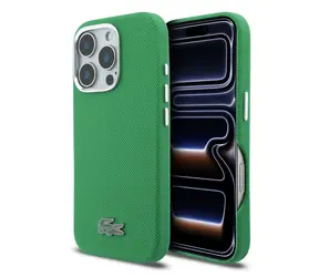 Lacoste PVC Iconic Petit Pique Metal Logo MagSafe Zadní Kryt pro iPhone 16 Pro Max Estragon Green