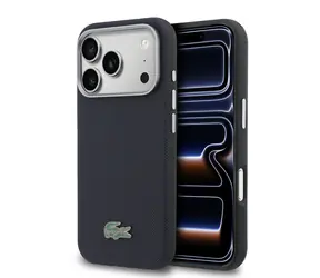 Lacoste PVC Petit Pique Semi Wrap MagSafe Kryt pro iPhone 17 Pro Max Navy