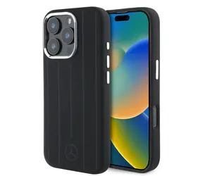 Mercedes Liquid Silicon Stripes Pattern MagSafe Zadní Kryt pro iPhone 16 Pro Black