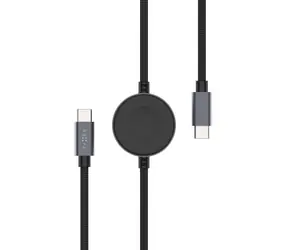 FIXED Opletený kabel Power Watch Cable s konektory USB-C/USB-C a Apple/Samsung Watch nabíječkou 1.5m PD 60W šedý