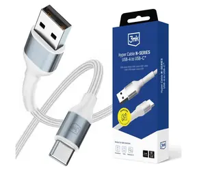 3mk Hyper kabel N-SERIES USB-A na USB-C 1m 9V/2A 18W bílá