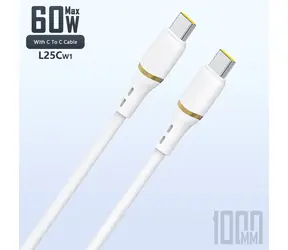 Dudao Datový kabel L25C / USB-C / USB-C / 60W / 1 m / bílá