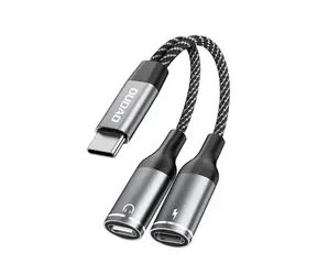 Dudao L13C adaptér 2v1 / USB-C / šedá