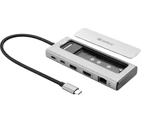 Sandberg USB-C 6in1 Travel Dock SSD Case dokovací stanice / HDMI / 2xUSB-C / 1xUSB 2.0 / Power Delivery 100W