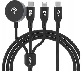 Dudao A12Max 3v1 nabíječka pro Apple Watch / USB-C / Lightning / 1.2 m / 100 W / černá