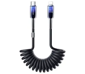 Joyroom S-A43 Crystal-Clear Series Nabíjecí spirálový kabel USB-C (M) - Lightning (M) 30W 1.5m černá