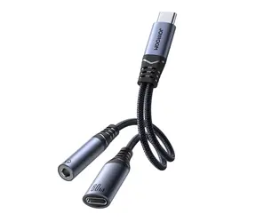 Joyroom SY-C02 Audio adaptér 2 v 1 USB-C - USB-C / 3.5 mm jack černá