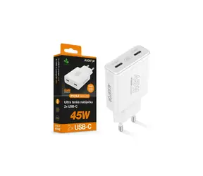 Aligator Rychlá nabíječka slim / PD 45W / 2xUSB-C / bílá